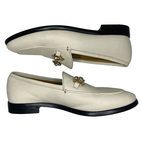 Gucci Jordaan Horsebit Loafers EU 36 US 6 White Leather Flat Slip On Shoes - Picture 7 of 16